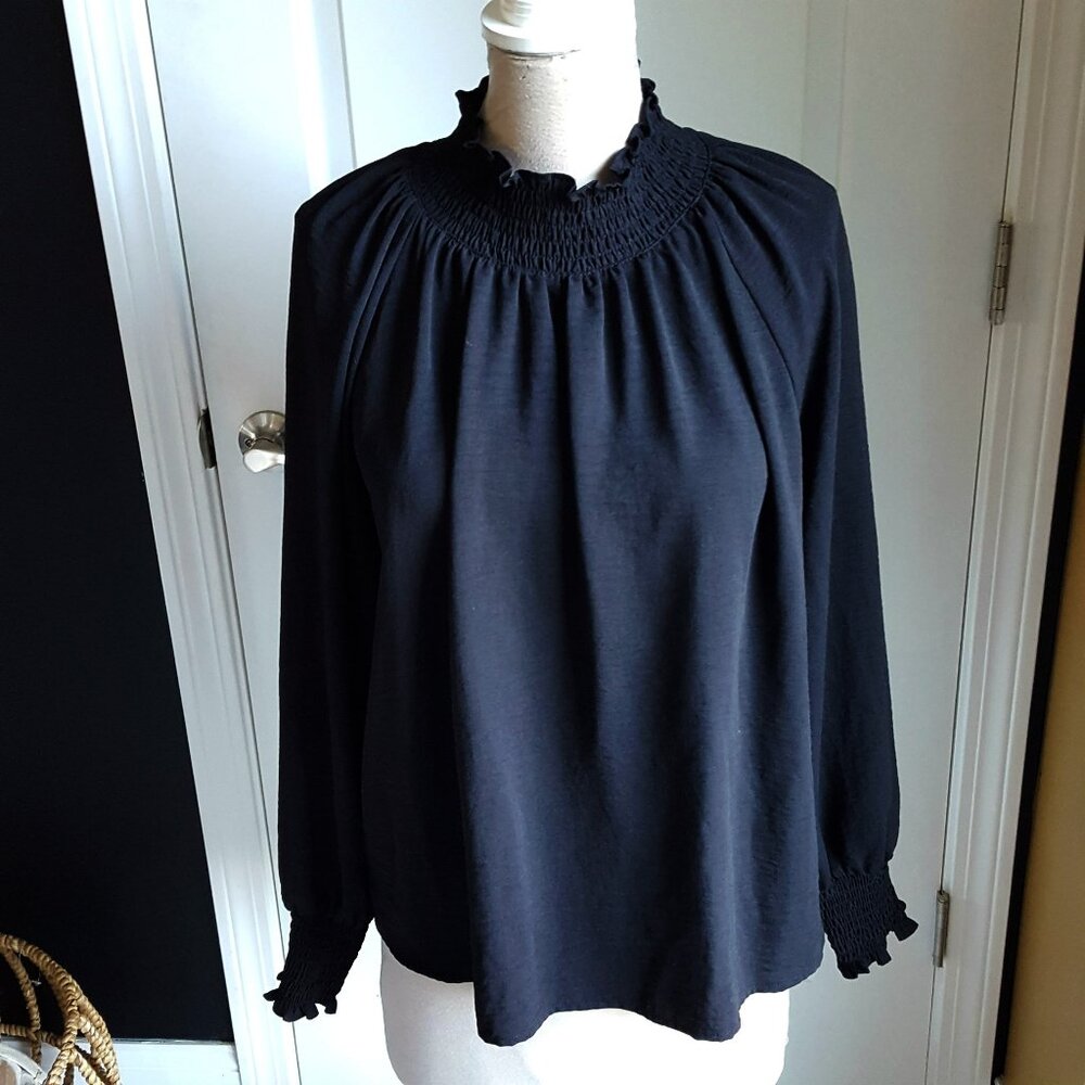 SILKY SMOCKED Neck BLOUSE By NINE WEST